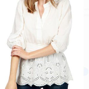Lucky BRAND Womens Schiffli White Eyelet Tunic Top